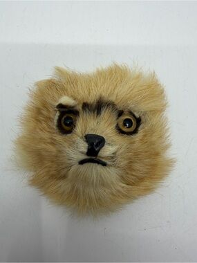 Vintage Plush Faux Fur Animal Face brooch pin  - Golden Tan